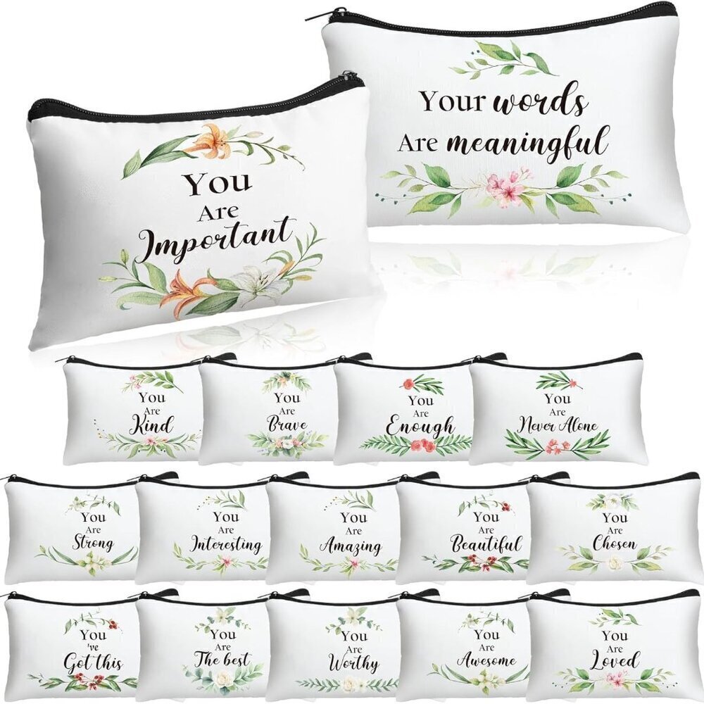 16 Pcs Christian Cosmetic Bags Bulk Christian Inspirational Gift for Women Relig